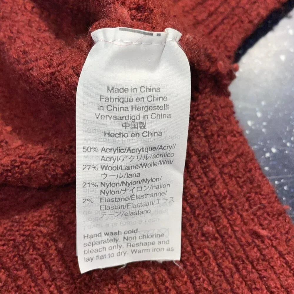 Madewell Turtleneck Sweater Maroon Dolman Sleeves Ribbed Wool Blend Sz XS O/S - Picture 8 of 8